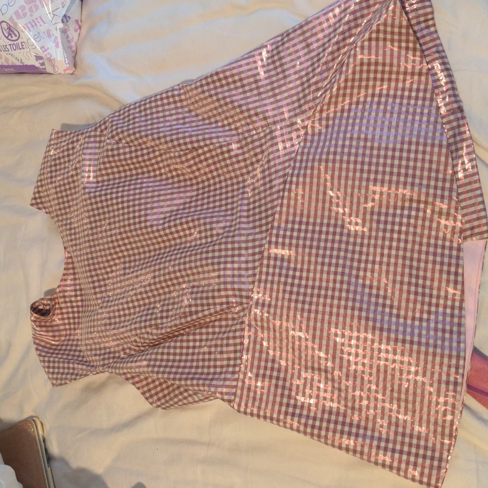 Brogger shimmer pink checked cute top